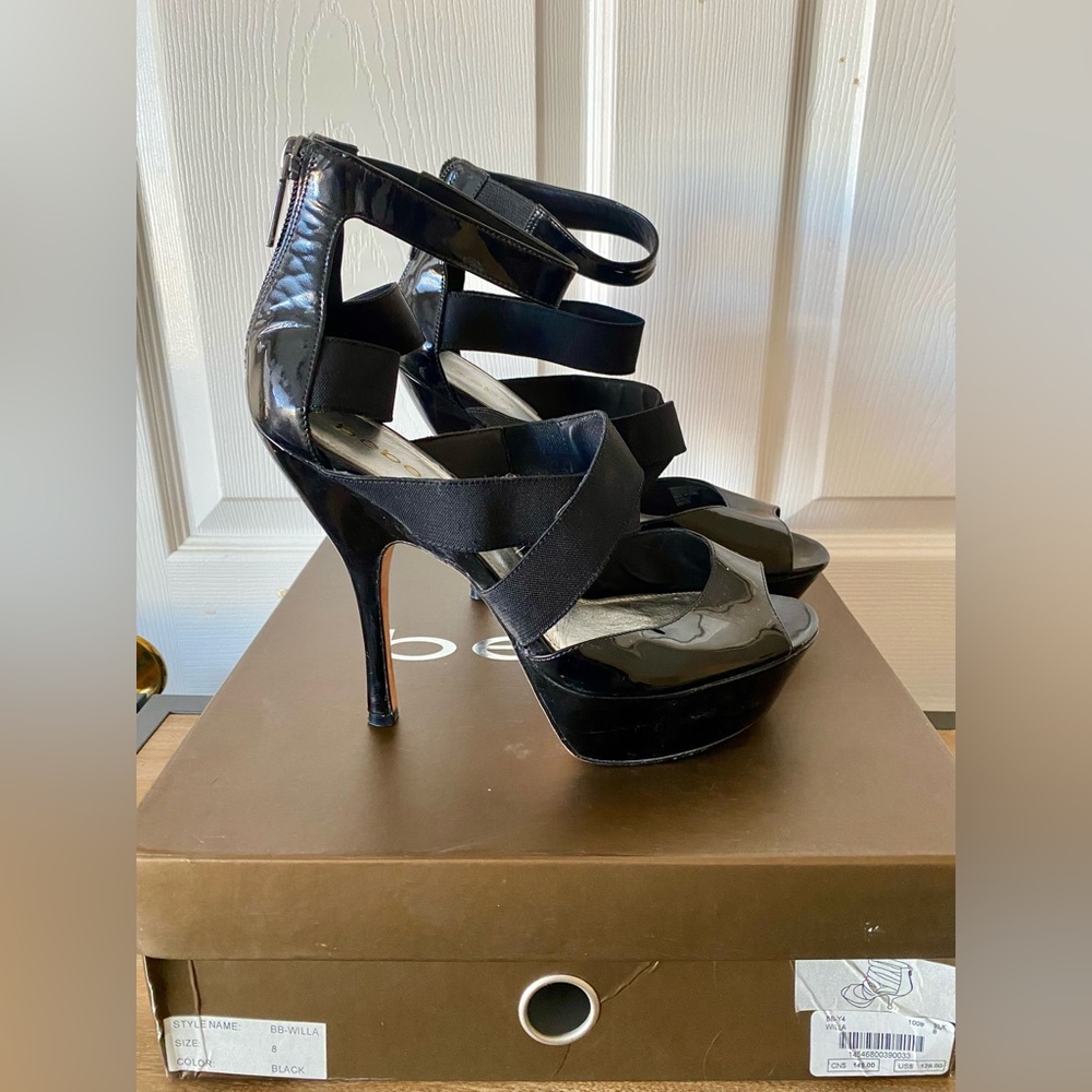 bebe black heel. Gently used. 4 inch heel. Sexy like no other!